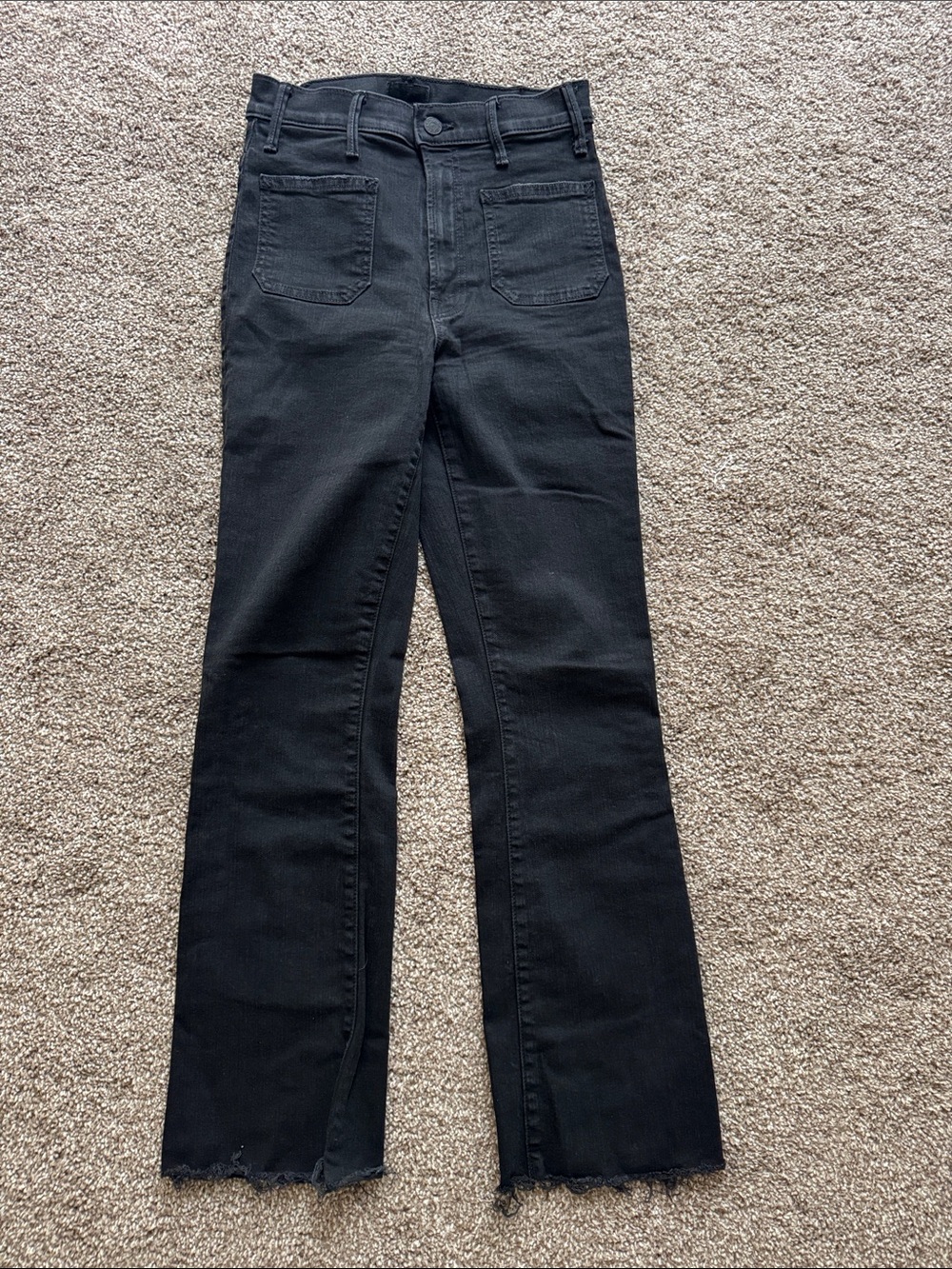 MOTHER Black Flare-Wide Leg High-Rise Jeans